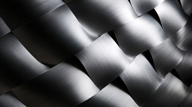 Abstract Woven Brushed Metal Surface Pattern Close Up