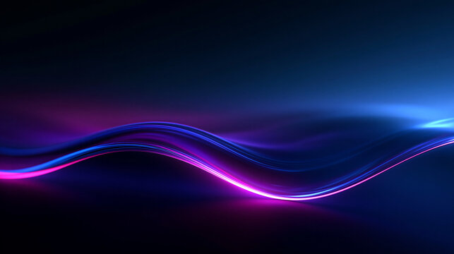 Abstract Glowing Neon Wave on Dark Background