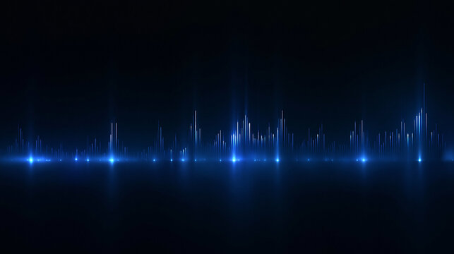Abstract Blue Audio Equalizer Soundwave on Dark Background