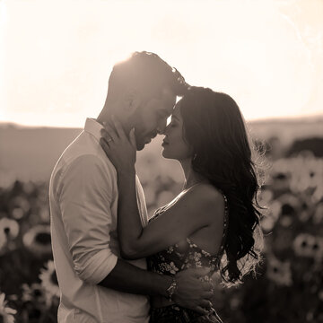 Couple in sunrise