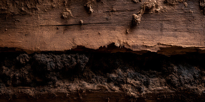 Bat guano was exposed during the renovation of a wooden wall. This guano from a bat nursing colony built up within the structure of the wooden house, highlighting the significance of bat guano.