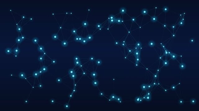 Network connection and glowing node points vector illustration. Features blue digital data lines and abstract cyber technology background. Digital communication concept and cyberspace design.