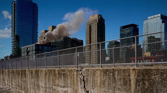City building on fire