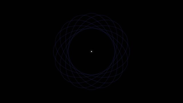Abstract blue geometric patterns rotating on a black background with mathematical symmetry