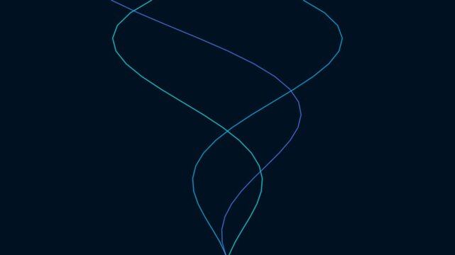 Abstract blue liquid flow convergence with spiraling geometric lines on a dark background