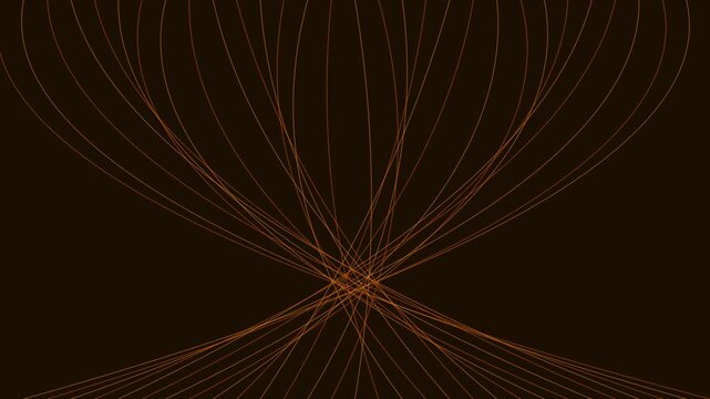 Abstract copper lines weaving together in a symmetrical geometric pattern on a dark background