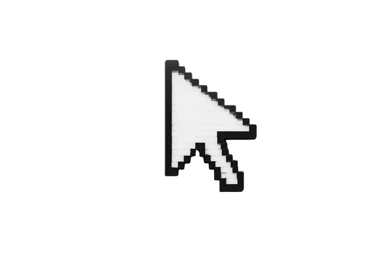Pixel style white computer cursor arrow