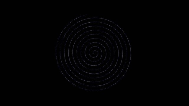 Abstract hypnotic rotating spiral coils spinning on a black background for loading screen UI