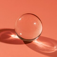 Fototapeta premium Opaque glass sphere on soft coral backdrop