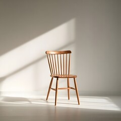 Fototapeta premium Minimal wooden chair on white
