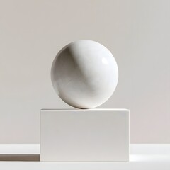 Fototapeta premium Minimalist Marble Sphere on White Pedestal