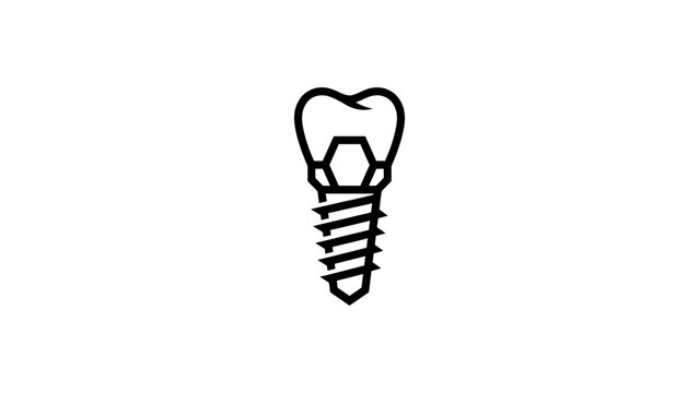 Minimalist Dental Implant Line Art Icon