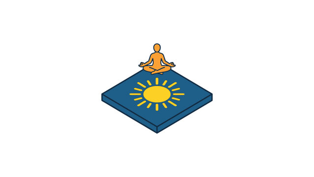 Isometric Zen Meditation Icon With Sun Symbol