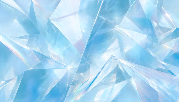 Abstract blue crystal background with geometric facets and light reflections