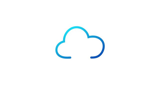 Blue Rain Cloud Icon Loop Animation on White Background