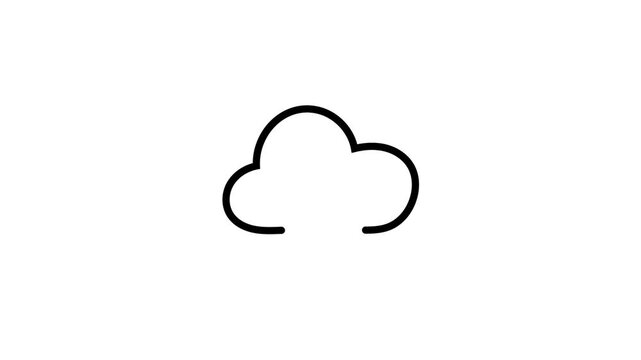 Black Rain Cloud Icon Loop Animation on White Background