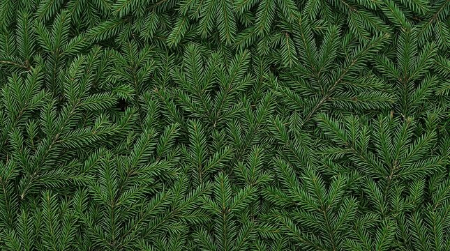 Fresh Dense Spruce leaves (Picea) Orthographic View