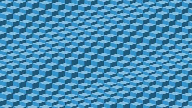 Isometric cubes cascading in a vibrant blue and purple geometric pattern for background