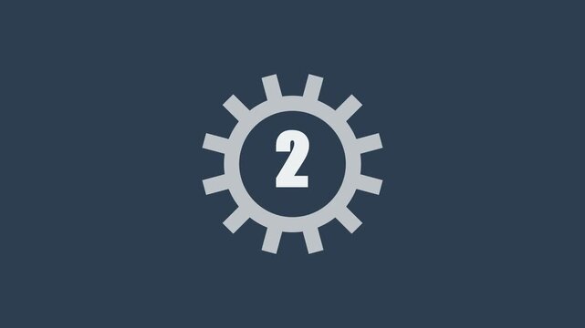Mechanical gear rotation animation featuring a numeric countdown sequence on dark background