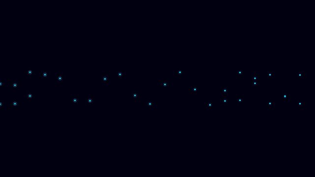 Microscopic view of blue molecular particles transporting across a dark void in linear paths