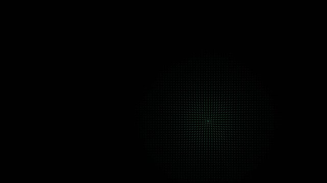 Minimalist digital vector field attraction with glowing geometric patterns on black background