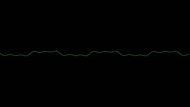 Minimalist green audio waveform oscillating on a black background for music and sound design