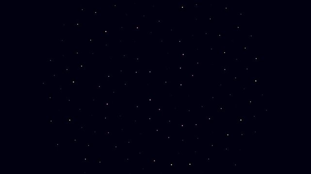 Minimalist rotating star field with white particles spinning against a dark background