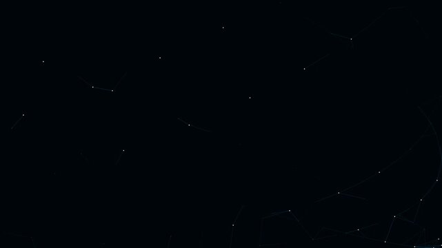 Minimalist white wireframe shapes shifting and rotating on a dark black background