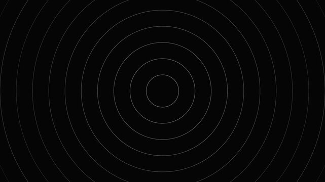 Minimalist white radio wave ripples pulsing across a dark screen in a geometric pattern