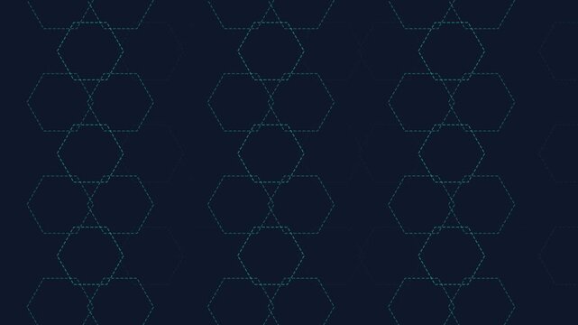 Pulsing teal hexagonal grid pattern on a dark blue digital background for technology concepts