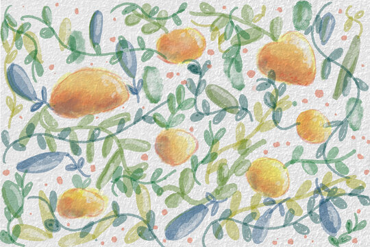 fondo de acuarela, con textura, multicolor, hojas, frutas, amarillo, primavera, oto&ntilde;o, en fondo, con salpicadura, splash