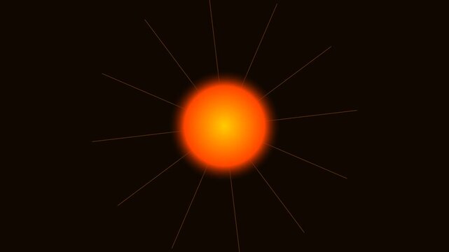 Solar flare contraction animation with glowing orange stars on a black background