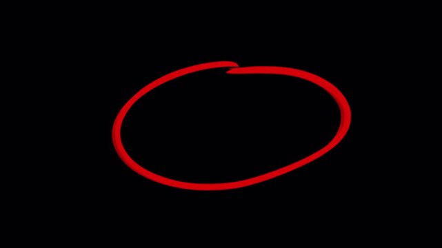 Hand drawn red circle animation, scribble highlight overlay for editing and presentation hand-drawn with alpha channel 4K 