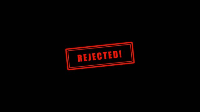 Vintage Double Rectangular Rejected Exclamation Stamp Red Ink Black Background Motion Graphic Video Template