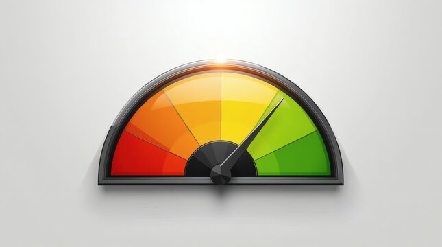 Performance gauge showing optimal level with a needle pointing to green