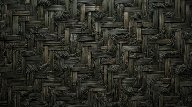 rough furry bamboo weave texture in dark green tone