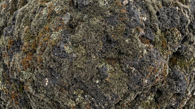 rough furry basalt stone texture in dark gray and green tone