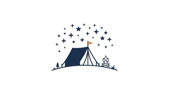 Camping under a starry night sky with a campfire and tent.