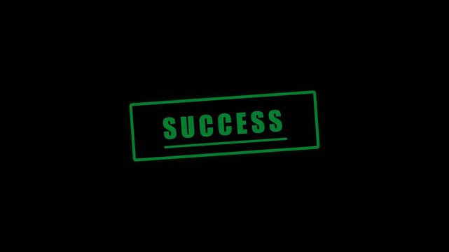 Success Underlined Framed Stamp Green Ink Black Background Motion Graphic Video Template