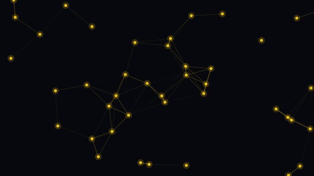 Golden Neural Network Plexus Loop on Black Background