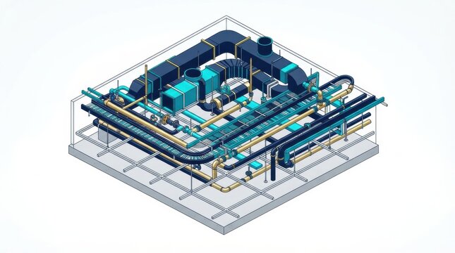 A 3D model of building services using building information modeling in a digital construction setup.