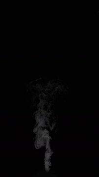 Slow Motion Shot of Slowly Rising Steam, Isolated on Black Background.