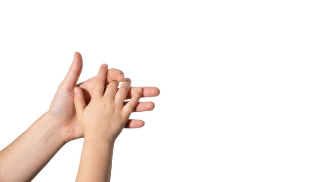 Adult and child hands creating a shadow puppet dog shape PNG Isolated on transparent background