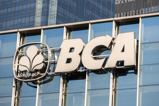 BCA sign is displayed on an office building in Jakarta
