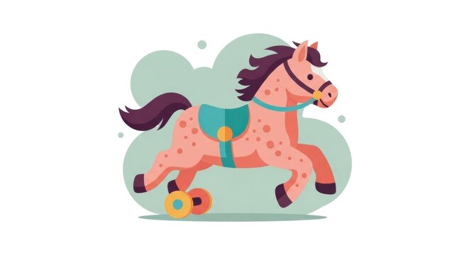 Cute Pink Rocking Horse Toy for Childrens Playtime.