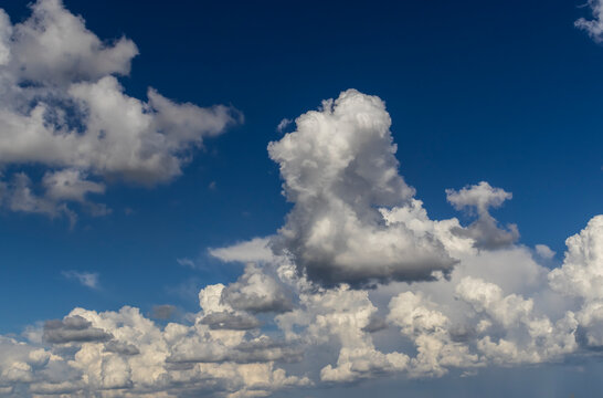 Abstract background of beautiful white clouds with blue sky in Brazil