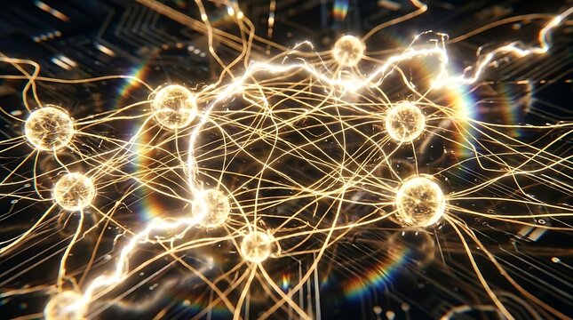 Glowing golden neural network on digital circuit
