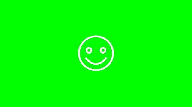 Simple white smiley face icon on a vibrant green background.