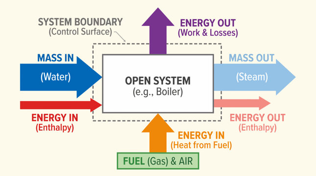 Open System Mass and Energy Flow Diagram