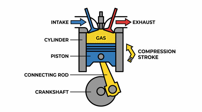 Piston Cylinder Gas Compression Mechanism Diagram
